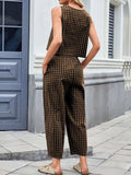 Lovelet Plaid Round Neck Sleeveless Top and Pants Set - Trendsi - Flyclothing LLC