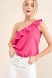 And The Why Ruffle One Shoulder Sleeveless Tank Top - Trendsi - Flyclothing LLC