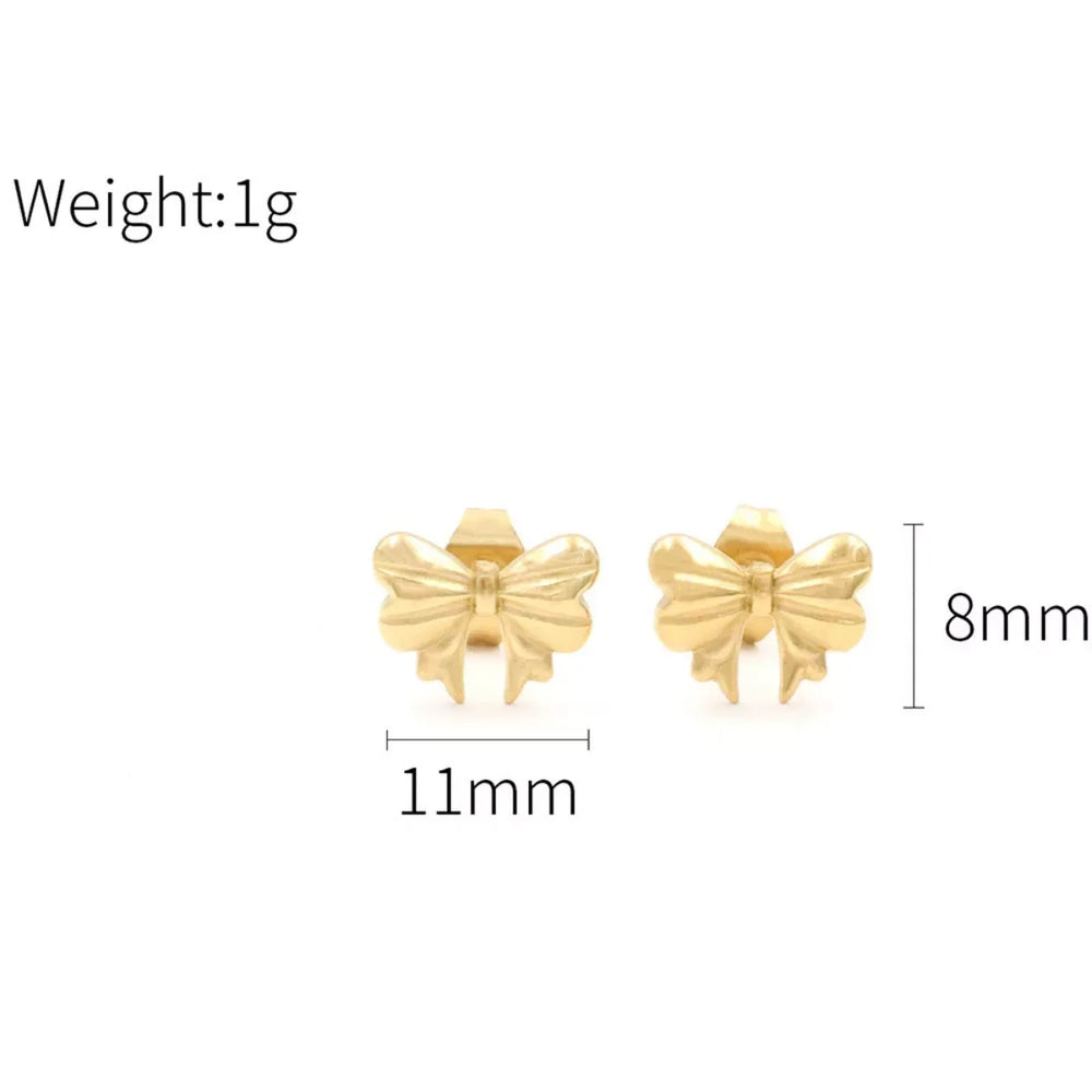 18K Gold-Plated Bow Earrings - Trendsi - Flyclothing LLC