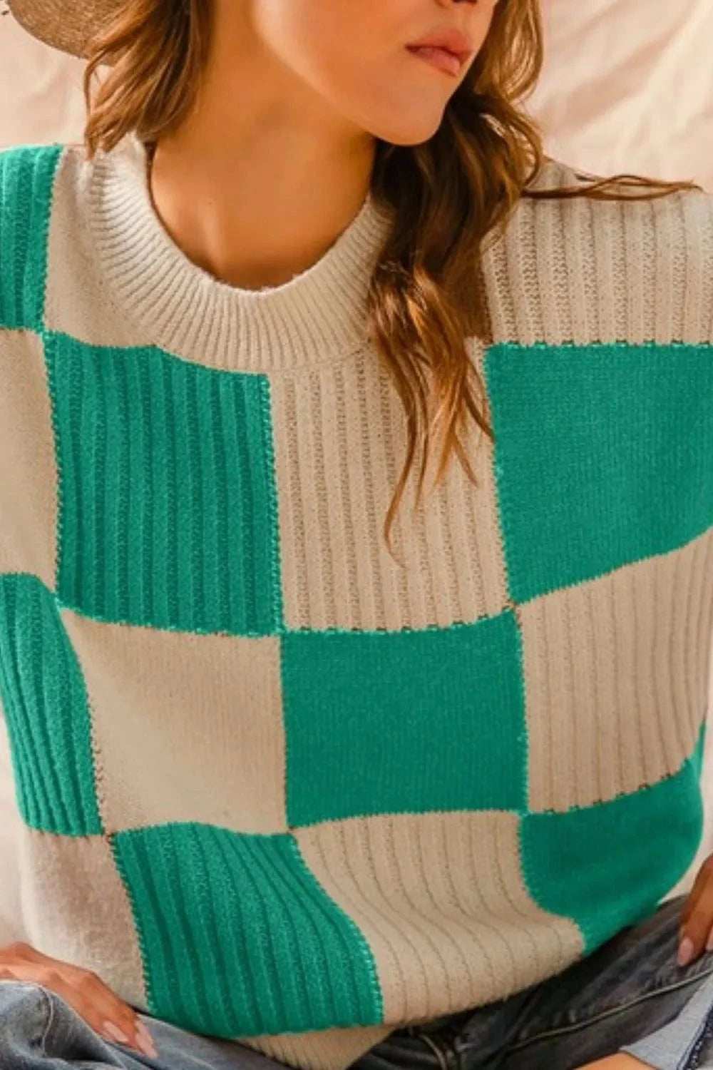 SO ME Check Plaid Casual Sweater Top - Trendsi - Flyclothing LLC