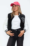 Love Me Now PU Leather Contrast Snap Down Bomber Jacket - Trendsi - Flyclothing LLC