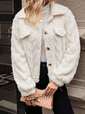Button Up Long Sleeve Fuzzy Outerwear - Trendsi - Flyclothing LLC