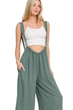 Zenana Woven Tie Back Suspender Jumpsuit - Trendsi - Flyclothing LLC