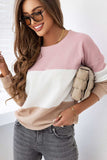 Color Block Waffle Knit Long Sleeve Top - Trendsi - Flyclothing LLC