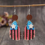 Star & Stripes Wooden Dangle Earrings - Trendsi - Flyclothing LLC