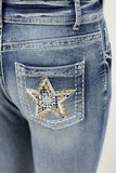 Star Embroidered Bootcut Jeans - Trendsi - Flyclothing LLC