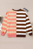 Striped Round Neck Long Sleeve Sweatshirt - Trendsi - Flyclothing LLC