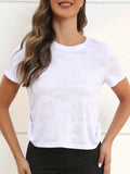 Ice Silk Mesh Round Neck Short Sleeve T-Shirt - Trendsi - Flyclothing LLC