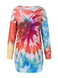 Full Size Tie-Dye Round Neck Long Sleeve Dress - Trendsi - Flyclothing LLC