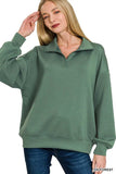 Zenana Scuba Quarter-Zip Sweatshirt - Trendsi - Flyclothing LLC