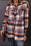 Plaid Collared Neck Long Sleeve Shirt - Trendsi - Flyclothing LLC