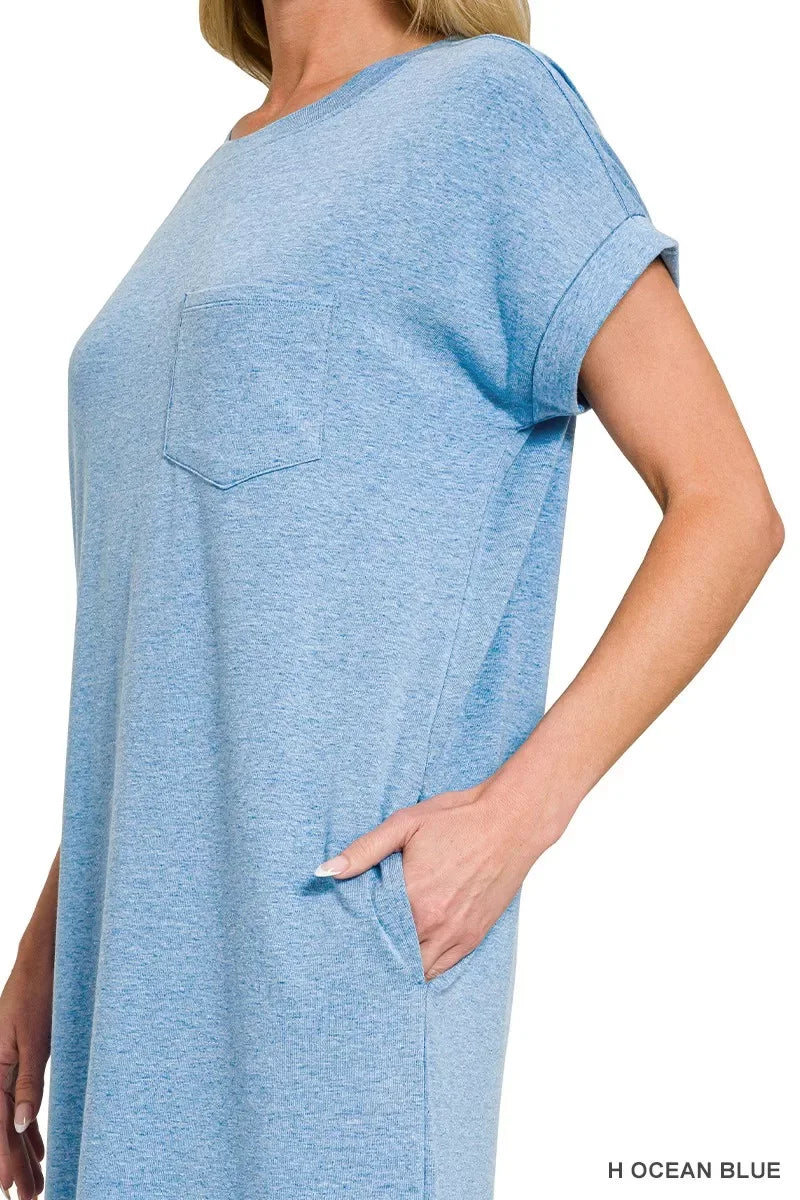 Zenana Round Neck Short Sleeve Midi Dress - Trendsi - Flyclothing LLC