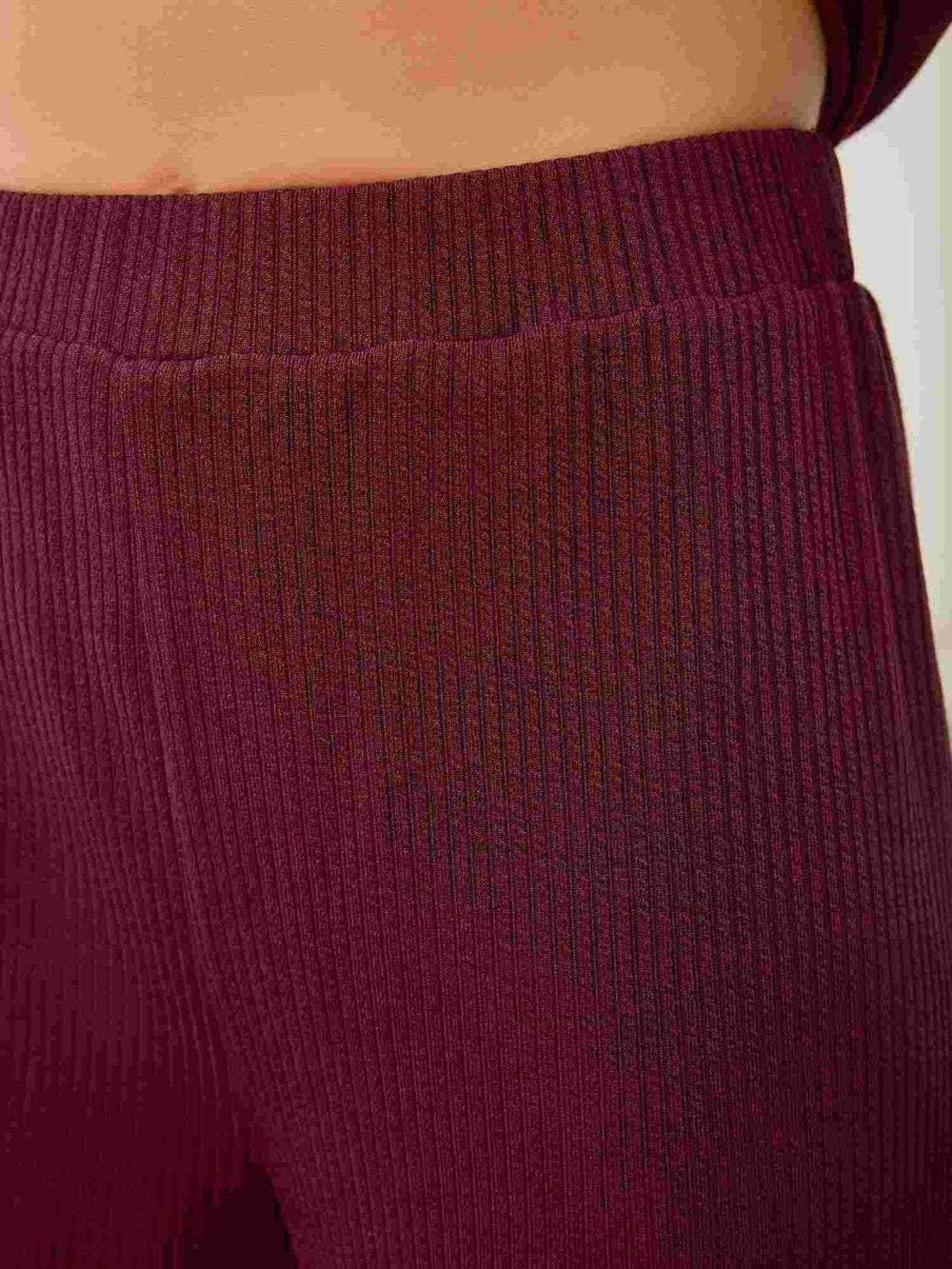 V-Neck Long Sleeve Top and Wide Leg Pants Set - Trendsi - Flyclothing LLC