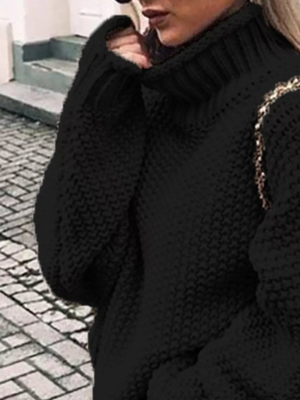 Full Size Chunky Knit Turtleneck Sweater Plus Size - Trendsi - Flyclothing LLC