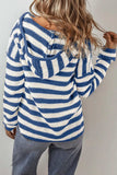 Drawstring Striped Long Sleeve Hooded Sweater - Trendsi - Flyclothing LLC