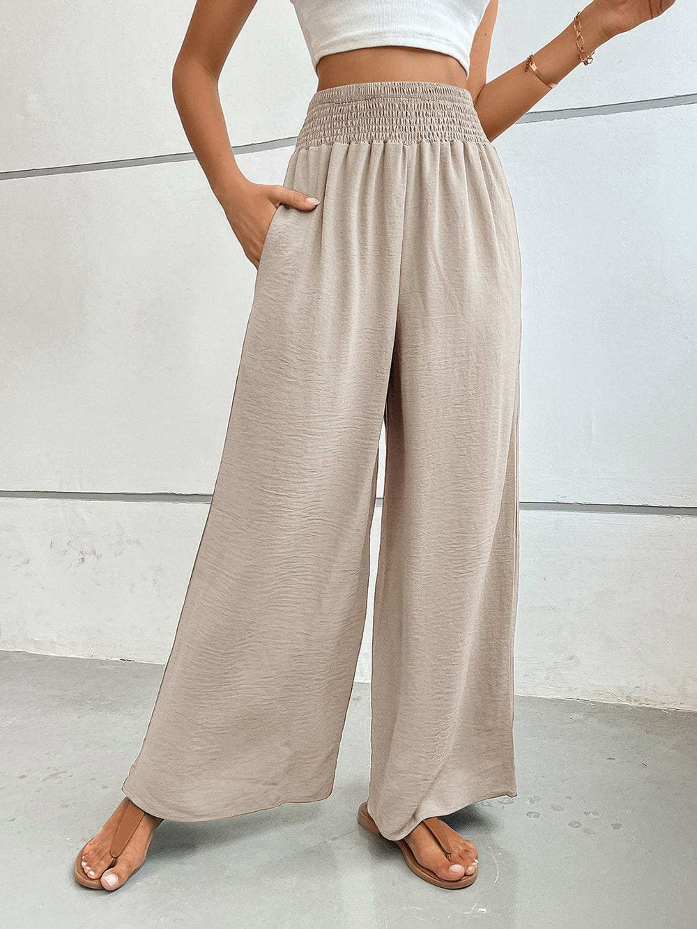 Perfee Wide Leg Pants with Pockets - Trendsi - Flyclothing LLC