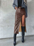 Slit Midi Skirt with Pockets - Trendsi - Flyclothing LLC