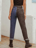 Two Tone Straight Leg Jeans - Trendsi - Flyclothing LLC