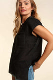 Haptics Pocketed Round Neck Cap Sleeve Knit Top - Trendsi - Flyclothing LLC