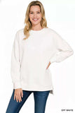 Zenana Fleece Hi-low Boyfriend Sweatshirts with Pockets - Trendsi - Flyclothing LLC