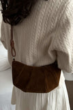 Suede Croissant Shape Shoulder Bag - Trendsi - Flyclothing LLC