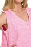 Zenana Double Gauze Raw Edge Acid Washed Tank - Trendsi - Flyclothing LLC
