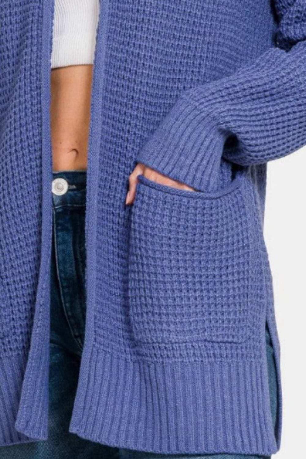 Zenana Waffle Open Front Sweater Cardigan - Trendsi - Flyclothing LLC