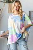 HOPELY Floral Round Neck Waffle T-Shirt - Trendsi - Flyclothing LLC