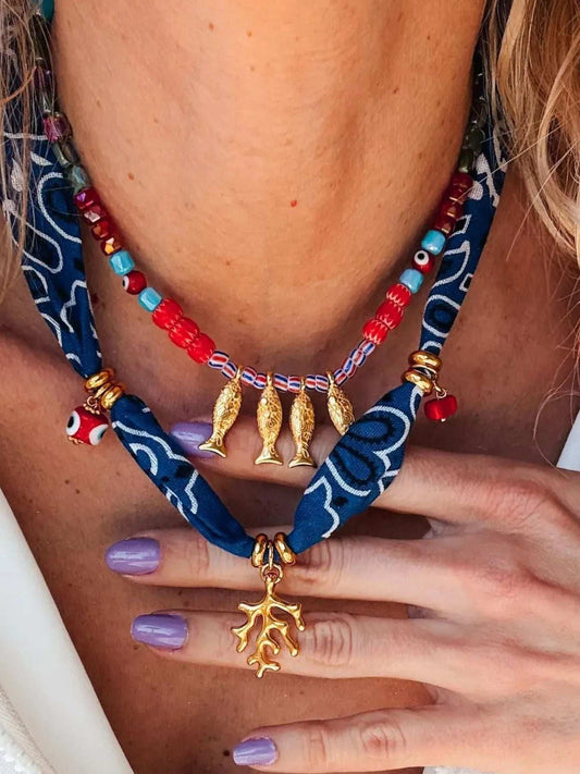 2-Piece Coral and Fish Pendant Necklace - Trendsi - Flyclothing LLC