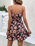 Tied Rose Print Spaghetti Strap Dress - Trendsi - Flyclothing LLC