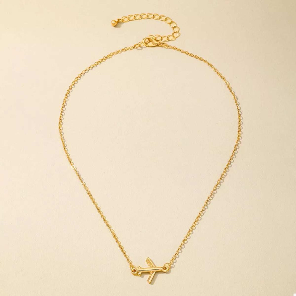 18K Gold-Plated Airplane Necklace - Trendsi - Flyclothing LLC