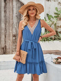 Tied Frill Sleeveless Mini Dress - Trendsi - Flyclothing LLC