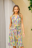 Sew In Love Full Size Stripe Tied Sleeveless Dress with Side Pockets - Trendsi - Flyclothing LLC