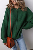Round Neck Dropped Shoulder Sweater - Trendsi - Flyclothing LLC