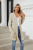 Pocketed Open Front Long Sleeve Cardigan - Trendsi - Flyclothing LLC