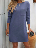 Striped Round Neck Long Sleeve Mini Dress - Trendsi - Flyclothing LLC