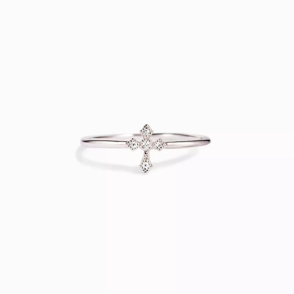 925 Sterling Silver Zircon Cross Ring - Trendsi - Flyclothing LLC