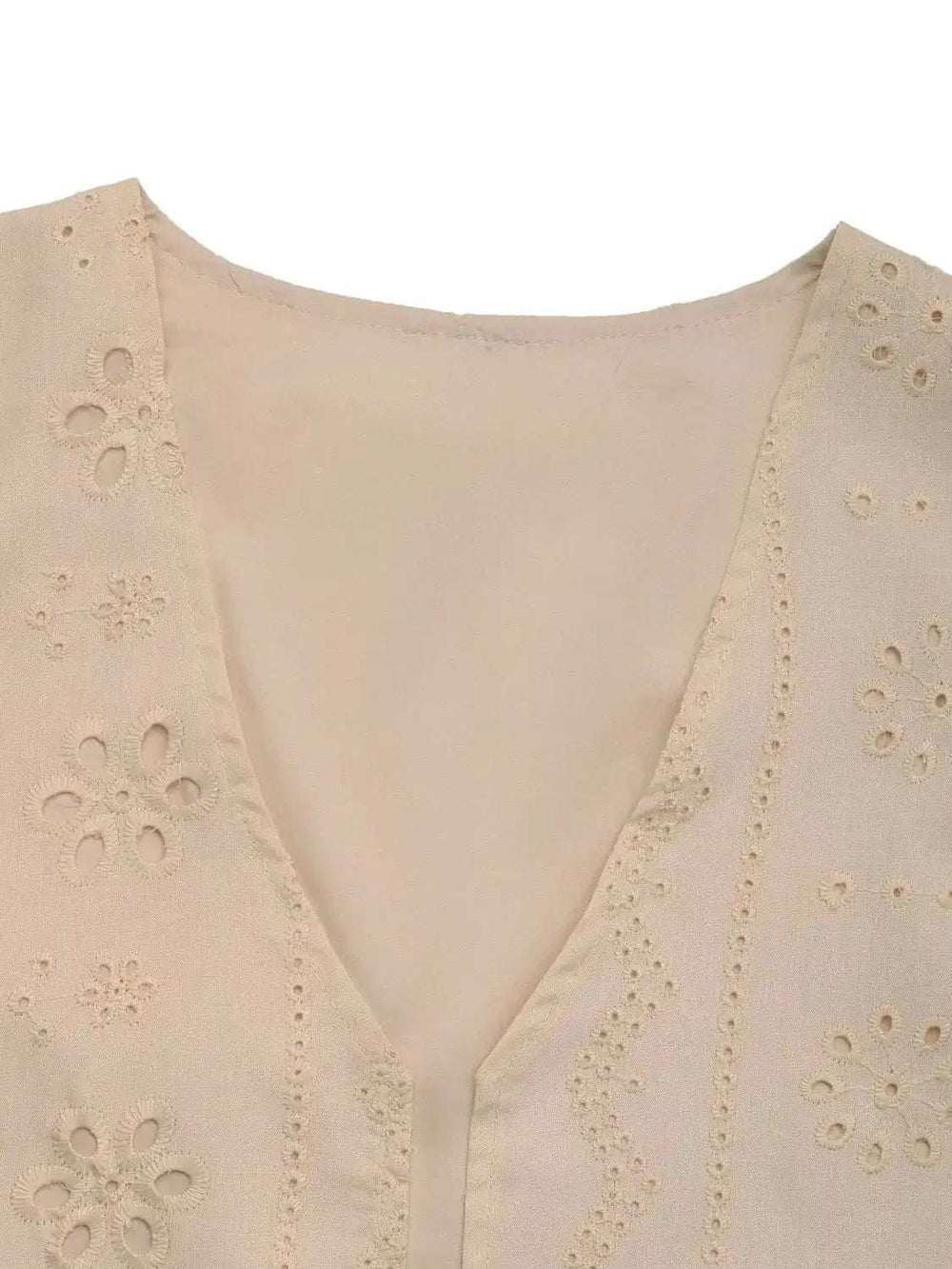 Eyelet Open Front Vest - Trendsi - Flyclothing LLC