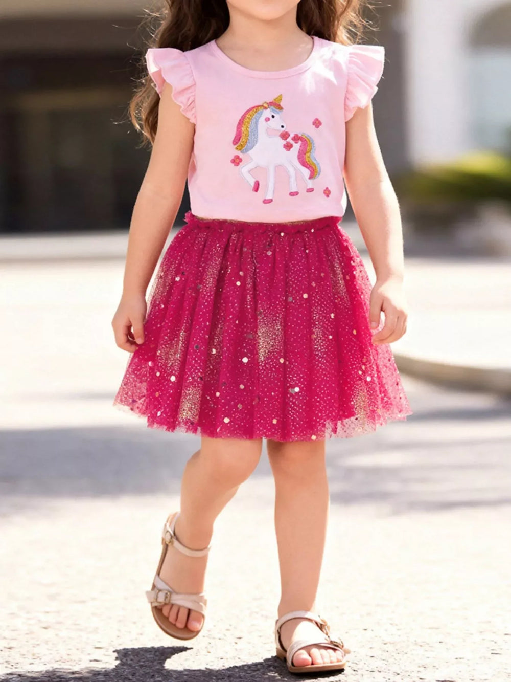 Children's Unicorn Rainbow Tulle Dress Set - Trendsi - Flyclothing LLC