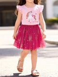 Children's Unicorn Rainbow Tulle Dress Set - Trendsi - Flyclothing LLC