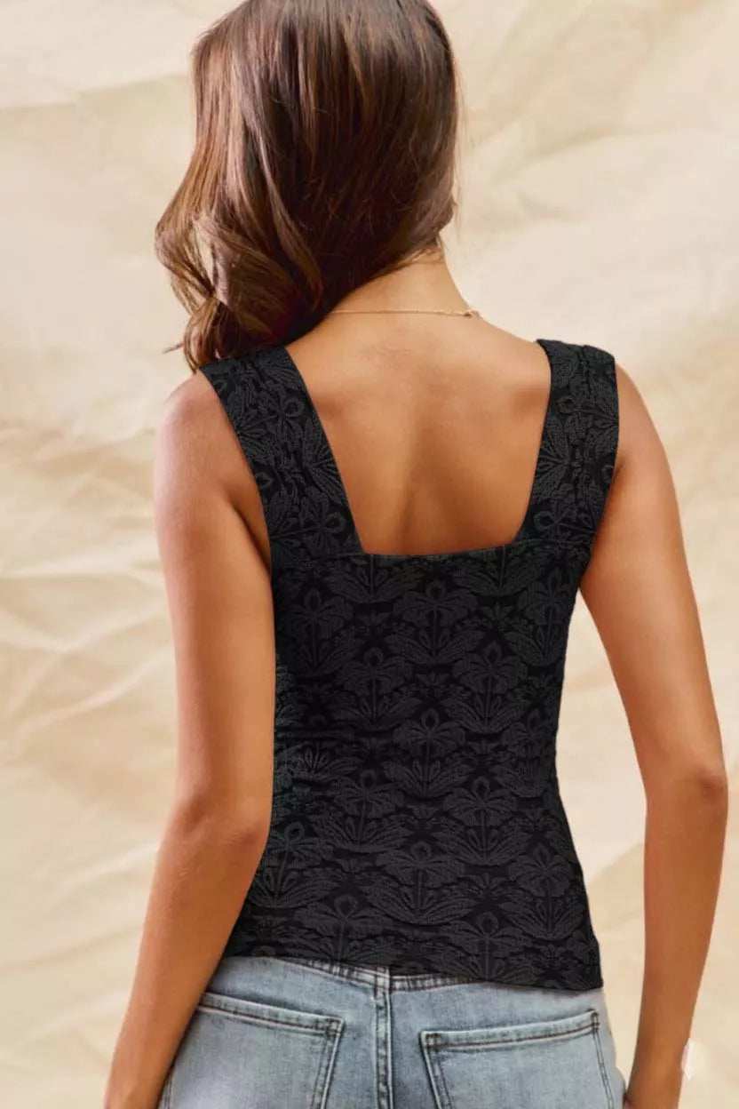 SO ME Floral Jacquard Seamless Tank Top - Trendsi - Flyclothing LLC