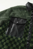 Pocketed Checkered Collared Neck Snap Down Jacket - Trendsi - Flyclothing LLC
