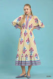 Umgee Flower Patch Border Print Midi Dress - Trendsi - Flyclothing LLC