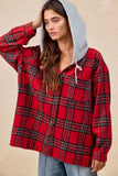 BiBi Brushed Plaid Hooded Jacket - Trendsi - Flyclothing LLC