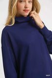Umgee Turtle Neck Dolman Sleeve Side Slit Sweater with Contrast Detail - Trendsi - Flyclothing LLC