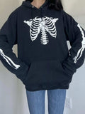 Drawstring Skeleton Long Sleeve Hoodie - Trendsi - Flyclothing LLC