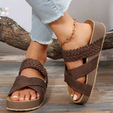 Crisscross Open Toe Platform Sandals - Trendsi - Flyclothing LLC