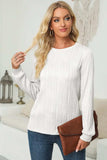 Textured Round Neck Long Sleeve Blouse - Trendsi - Flyclothing LLC