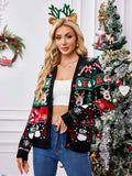 Reindeer Button Up Long Sleeve Cardigan - Trendsi - Flyclothing LLC