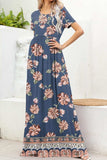 Printed Round Neck Short Sleeve Maxi Dress - Trendsi - Flyclothing LLC